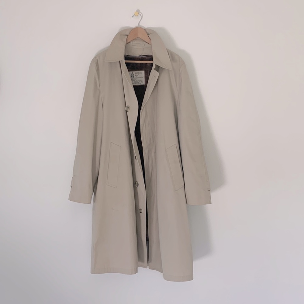 London Fog Vintage Heavy Plush Lined Trench Coat - Picture 1 of 17
